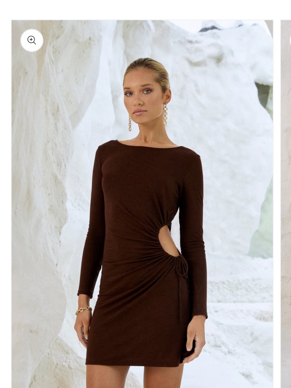 Long Sleeve Ruched Mini Dress in Wine